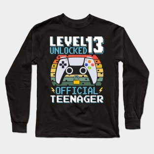 Level 13 Unlocked Official Teenager 13th Birthday Gamer Long Sleeve T-Shirt